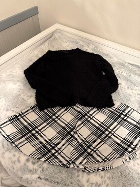Charlotte Russe Black and White Skater Skirt (small) w/Sanctuary Sweater